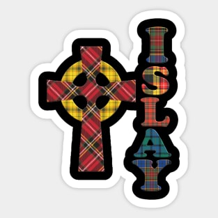 Tartan Islay and Celtic Christian Cross Sticker